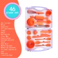 Set di strumenti da forno in silicone per bambini 46 pezzi con custodia sicura. - Set da 46 pezzi