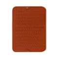 Silicone dish drying mat for kitchen counter, heat resistant wavy mat for tableware. - L / Brown