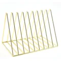 Gold metal triangle book rack desktop file organizer minimalist iron storage stand shelf - Metallic Gold