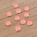 Pendentifs ronds en alliage émaillé à paillettes bord doré accessoires bijoux pour collier - Rond Rose