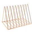 Rose gold metal triangle desk organizer, minimalist wire file sorter for office and home. - Rose Gold