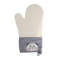 Guanto da forno in silicone resistente al calore con polsino in cotone e simpatico viso animale. - Orso arrabbiato - bianco panna