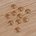 Pendentifs ronds en alliage pailleté accessoires de bijoux DIY fournitures dorées - Rond Jaune