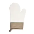 Silicone oven mitt heat resistant baking glove with brown cuff kitchen cooking tool - White (Army Green Fabric)