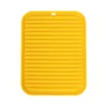 Yellow silicone draining mat, kitchen heat resistant drying pad, non-slip tableware table mat - Yellow