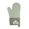 Guanto da Forno in Silicone Resistente al Calore con Polsino Orsetto per CucinaCasa - Orso sorridente - verde menta