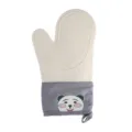 Guanto da forno in silicone spesso con orsetto grigio resistente al calore per cottura - Orso sorridente - bianco panna