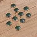 Pendentifs ronds en alliage scintillant vert foncé avec bordure dorée KC pour bijoux. - Rond Vert