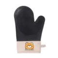 Gant de four en silicone noir avec motif d'ours et manchette en tissu, gant de cuisine résistant - Noir