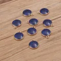 Pendant breloques en alliage émail pailleté rond pour fabrication de bijoux collier bracelet DIY - Rond Bleu