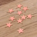 Pendentif étoile en alliage brillant DIY accessoire de bijoux charme, émail rose pendentif. - Pentagramme Rose