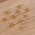Breloques étoiles dorées, pendentifs émail pailleté, accessoires fabrication bijoux, 10 pcs. - Penta-étoile jaune