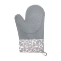 Grey silicone oven mitt with giraffe pattern cuff, heat resistant and non-slip baking glove. - Diamond Lattice Flat Cuff / 105.00g / Gray