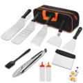 Stainless Steel BBQ Griddle Tool Set Outdoor Camping Spatula Grill Accessories with Bag - 12 Pieces Set