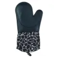 Guanto da forno in silicone nero e bianco, resistente per cottura con polsino fantasia animale. - Losanghe Polsino Curvo / Nero