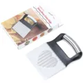 Stainless steel wavy potato cutter kitchen tool with ergonomic handle and clear protective cover. - Color Box