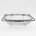 Colador extensible de acero inoxidable para fregadero de cocina cesta de drenaje de frutas - Plateado
