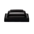 Detail view of black grill cleaning brush with durable scrubbing pad and ergonomic handle. - Cleaning Brush