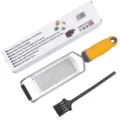 Stainless Steel Lemon Zester and Cheese Grater with Cleaning Brush and Ergonomic Handle. - Color Box with Brush / Yellow