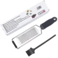 Stainless steel lemon cheese grater with cleaning brush and packaging box for kitchen use. - Color Box with Brush / Black