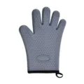 Grauer Silikon Fünf-Finger Backhandschuh, hitzebeständiger Ofenhandschuh mit Herzmuster - Grau