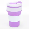 Tazza da caffè pieghevole in silicone portatile con manicotto protettivo bianco per esterni. - Sacchetto in PP / Viola