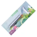 Pelador de verduras de cocina de acero inoxidable con doble hoja y embalaje en tarjeta. - Mango Todo Acero Inoxidable (En Blister)