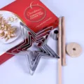 Stainless steel star cookie cutter set with wooden base for Christmas tree baking DIY. - Five-Pointed Star Cookie Mold Set