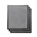 Non-stick BBQ grill mat mesh set, reusable fiberglass baking sheets for outdoor cooking. - Edge Binding Design / 3 Pieces/Pack / Black