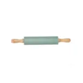Rouleau a patisserie en silicone vert avec poignees en bois anti-adherent pour cuisine - 30cm Moyen / Vert