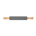 Rodillo de amasar de silicona gris con mangos de madera para cocina reposteria util - 42cm Extra Grande / Gris