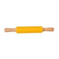 Rodillo de cocina de silicona con mango de madera antiadherente herramienta de reposteria - 38cm Grande / Amarillo