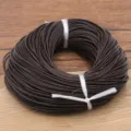Cordon en cuir rond marron fonce pour la fabrication de bijoux DIY et la couture d'art - 1.0mm / Marron