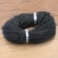 Cordon en cuir rond noir pour la fabrication de bijoux, loisirs créatifs et bracelets. - 1.0mm / Noir