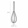 Black stainless steel manual wire whisk, 25cm kitchen egg beater baking tool for cream. - Black