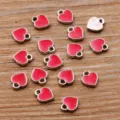 Mini rote Herz Emaillierte Anhänger für DIY Schmuckherstellung und Nagelkunst Dekorationen. - Fuchsia