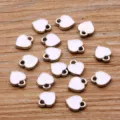 Mini weiße Öltropfen Herz Metallanhänger DIY Schmuck Charms für Armbänder und Ketten - Weiß