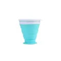 Taza de viaje plegable de silicio portátil, vaso deportivo al aire libre con tapa. - 200ml / Azul