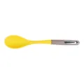 Silicone kitchen cooking spoon, non-stick cookware friendly, heat-resistant serving spoon tool. - Solid Spoon / Grey-Yellow