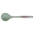 Silicone soup ladle for non-stick cookware, green head with grey handle and hole. - Soup Spoon / Grey Green