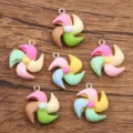 Colorful resin pinwheel charm detail view, ideal for DIY crafting jewelry accessories. - Random Mixed Colors