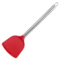 Espátula de cocina de silicona con mango de acero inoxidable para sartenes antiadherentes. - Rojo