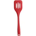 Espátula ranurada de silicona roja para sartén antiadherente, utensilio de cocina resistente. - Rojo Verdadero