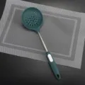 Espumadera de silicona con mango de acero inoxidable, utensilio de cocina resistente - Espumadera / Verde
