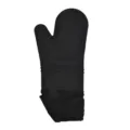 Guante de horno de silicona negra con textura resistente al calor y puño largo. - Negro