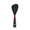 Black silicone spatula kitchen utensil with cute winking face design and heat resistant material. - Rice Spoon / Black