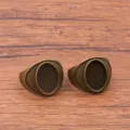 Antike Bronze DIY Ringrohlinge Ovale Schale Verstellbare Ringfassungen Schmuckzubehoer - 10x14mm / Antikbronze
