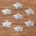 2023 dijes de birrete de graduacion aleacion de zinc plateado joyeria DIY 14x18mm - Año 2023 (Plata)