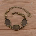 Base de bracelet DIY en alliage bronze vintage avec plateaux ovales et amulettes etoiles. - Style 5 (Étoile) / 13x18mm / Bronze Antique