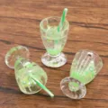 Mini resin kiwi juice cup charms, 16x33mm DIY accessories for phone keyring pendants. - 4